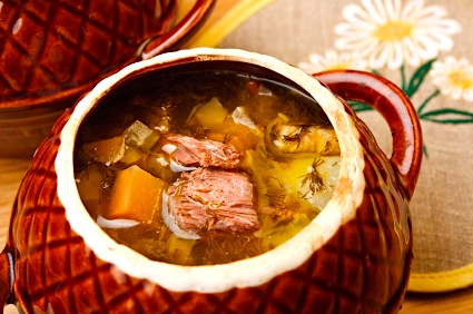 Russian cabbage soup with beef